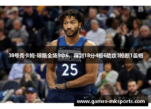 38号秀卡姆-琼斯全场9中6，得到18分4板6助攻3抢断1盖帽